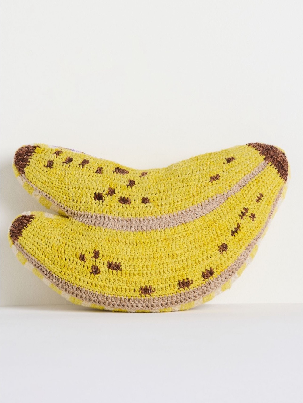 NWT Anthropologie Grove Indoor/Outdoor Woven Fruit Shaped Pillow in Banana